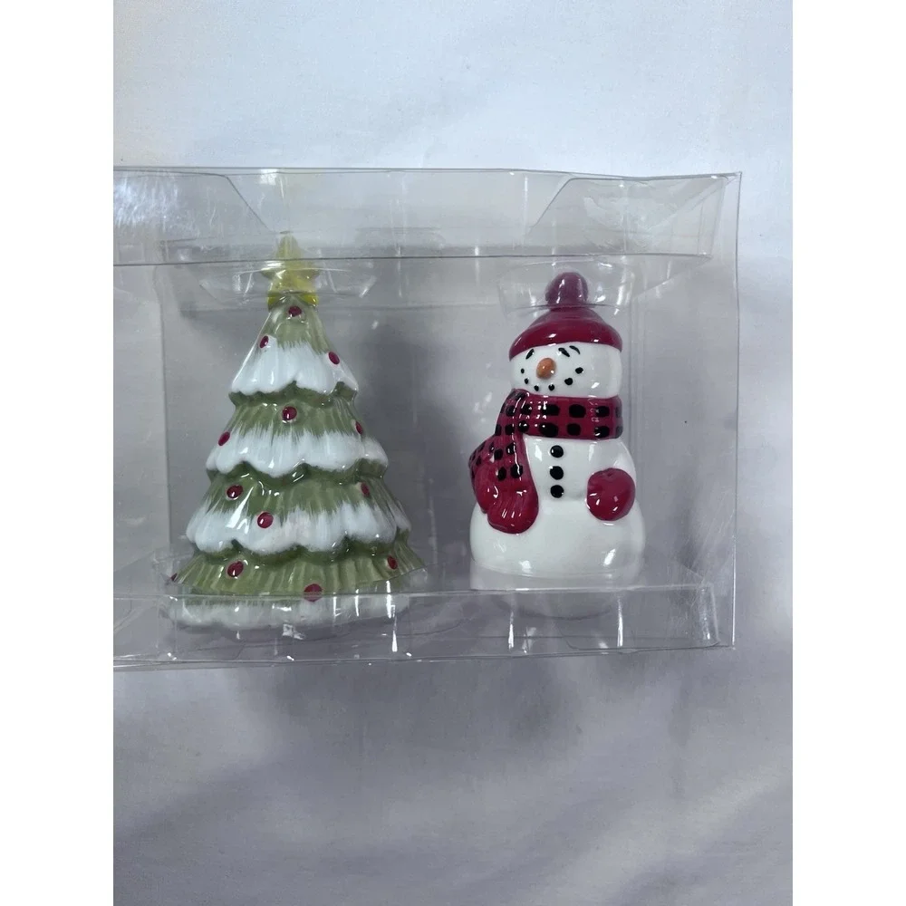 Christmas tree Snowman Ceramic Salt Pepper‎ Shakers Holiday Kitchen Table Decor